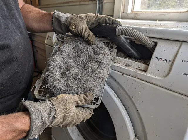 Cleaning Dryer Lint Trap in Clinton